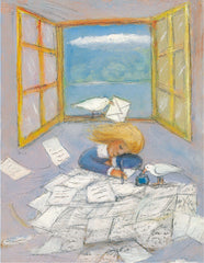 Camille writing the invitations